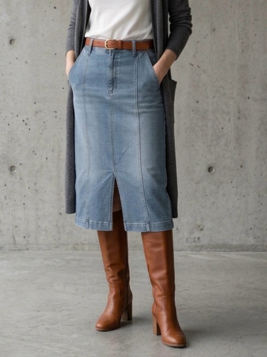 Chaps Dresses & Skirts - NWT Chaps Denim Womens Size 8 Light Wash Stretch Midi Pencil Skirt